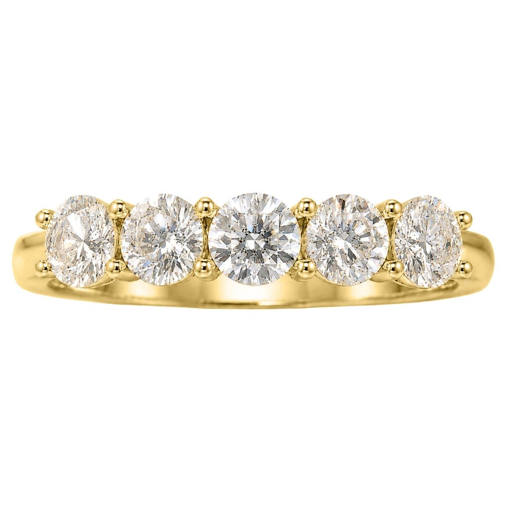 Venturant 1.00-5.00 Carat T.W. Round-cut Lab Grown Diamond (F/VS+) 14K Gold 5 Stone Band Ring