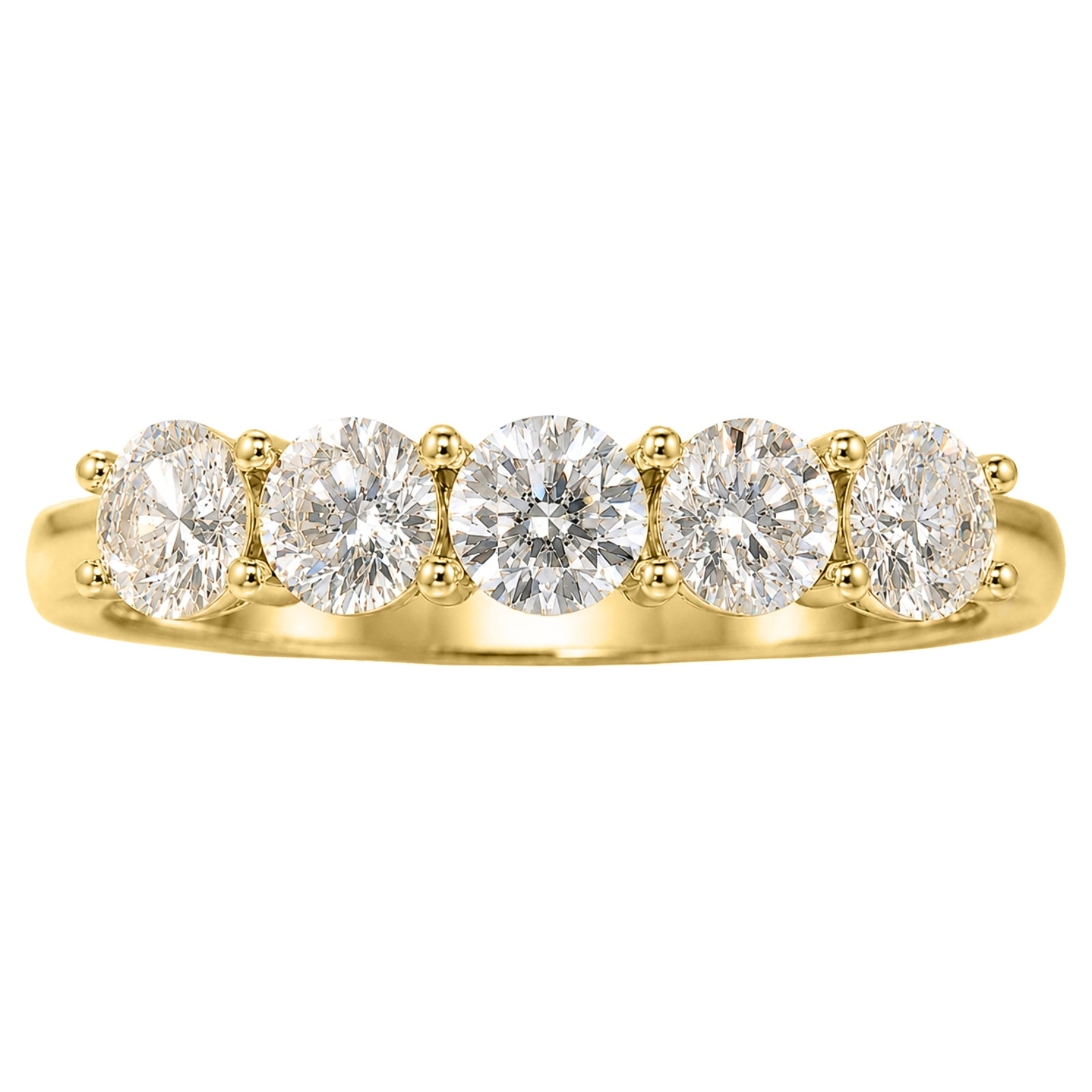 Venturant 1.00-5.00 Carat T.W. Round-cut Lab Grown Diamond (F/VS+) 14K Gold 5 Stone Band Ring