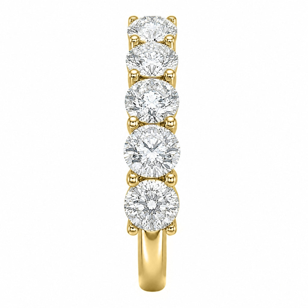 Venturant 1.00-5.00 Carat T.W. Round-cut Lab Grown Diamond (F/VS+) 14K Gold 5 Stone Band Ring