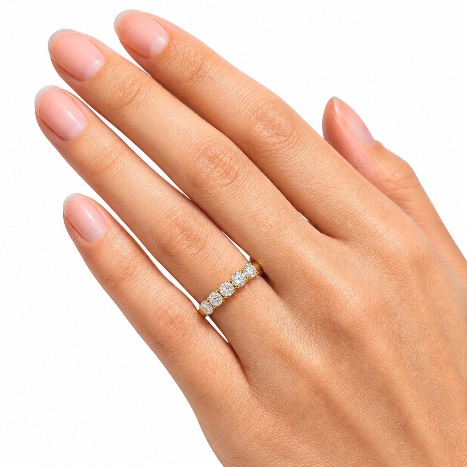 Venturant 1.00-5.00 Carat T.W. Round-cut Lab Grown Diamond (F/VS+) 14K Gold 5 Stone Band Ring