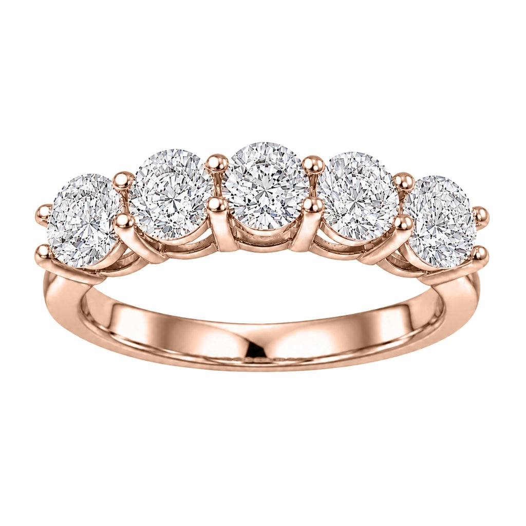 Venturant 1.00-5.00 Carat T.W. Round-cut Lab Grown Diamond (F/VS+) 14K Gold 5 Stone Band Ring