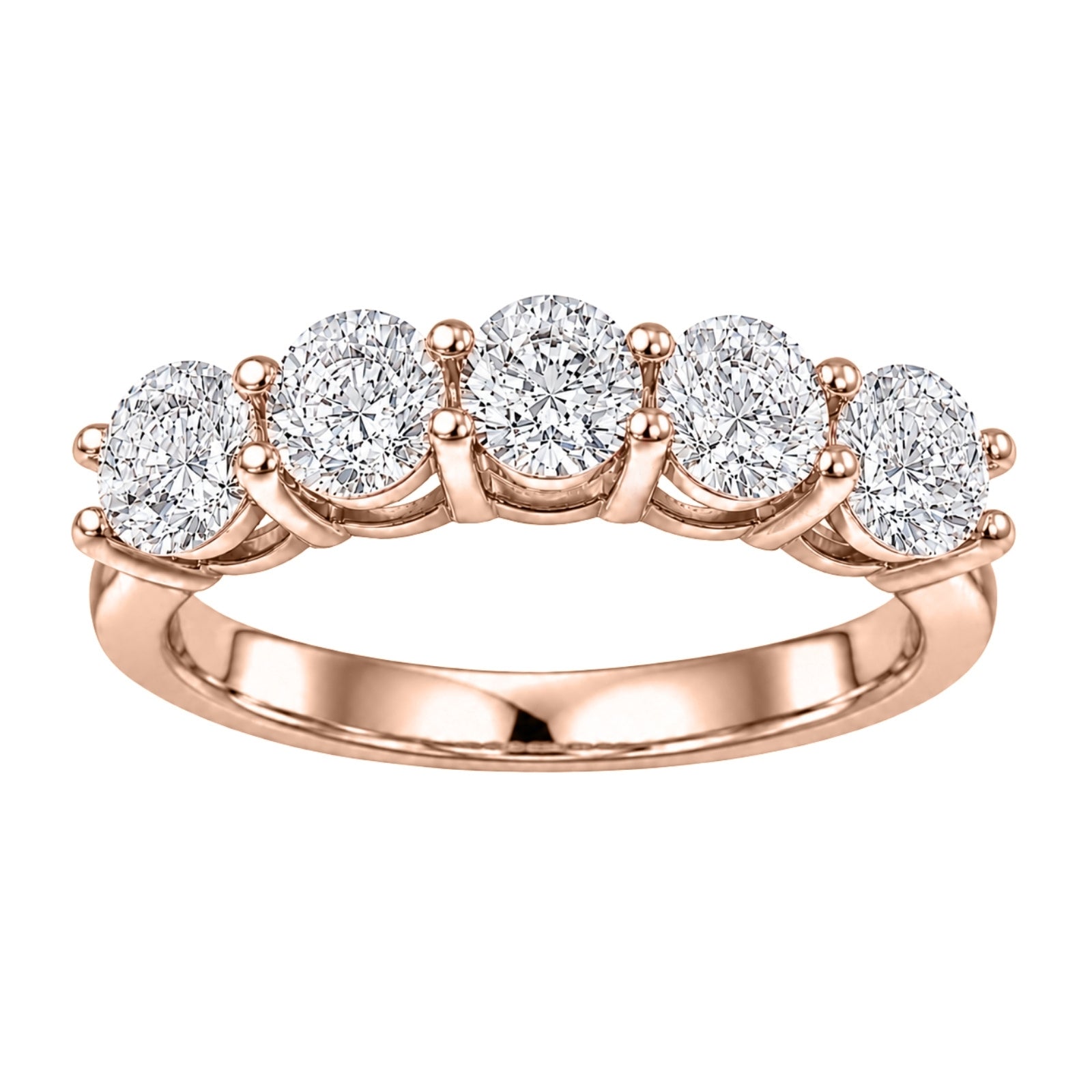 Venturant 1.00-5.00 Carat T.W. Round-cut Lab Grown Diamond (F/VS+) 14K Gold 5 Stone Band Ring