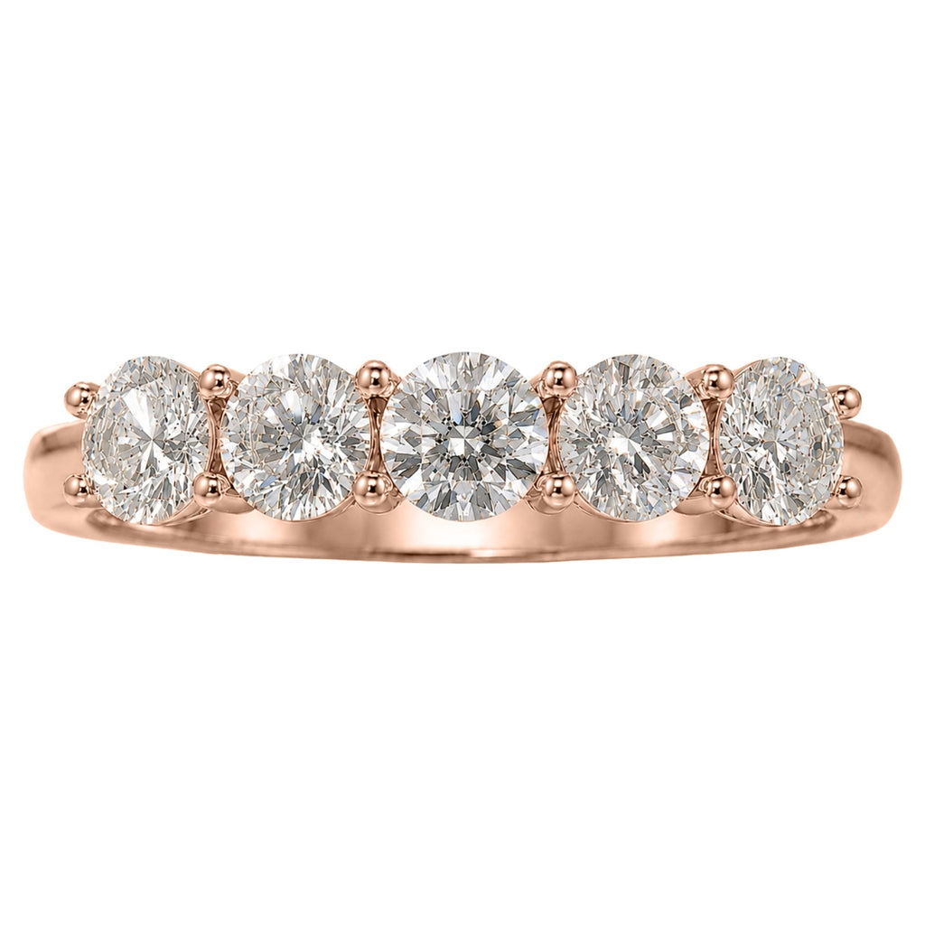 Venturant 1.00-5.00 Carat T.W. Round-cut Lab Grown Diamond (F/VS+) 14K Gold 5 Stone Band Ring