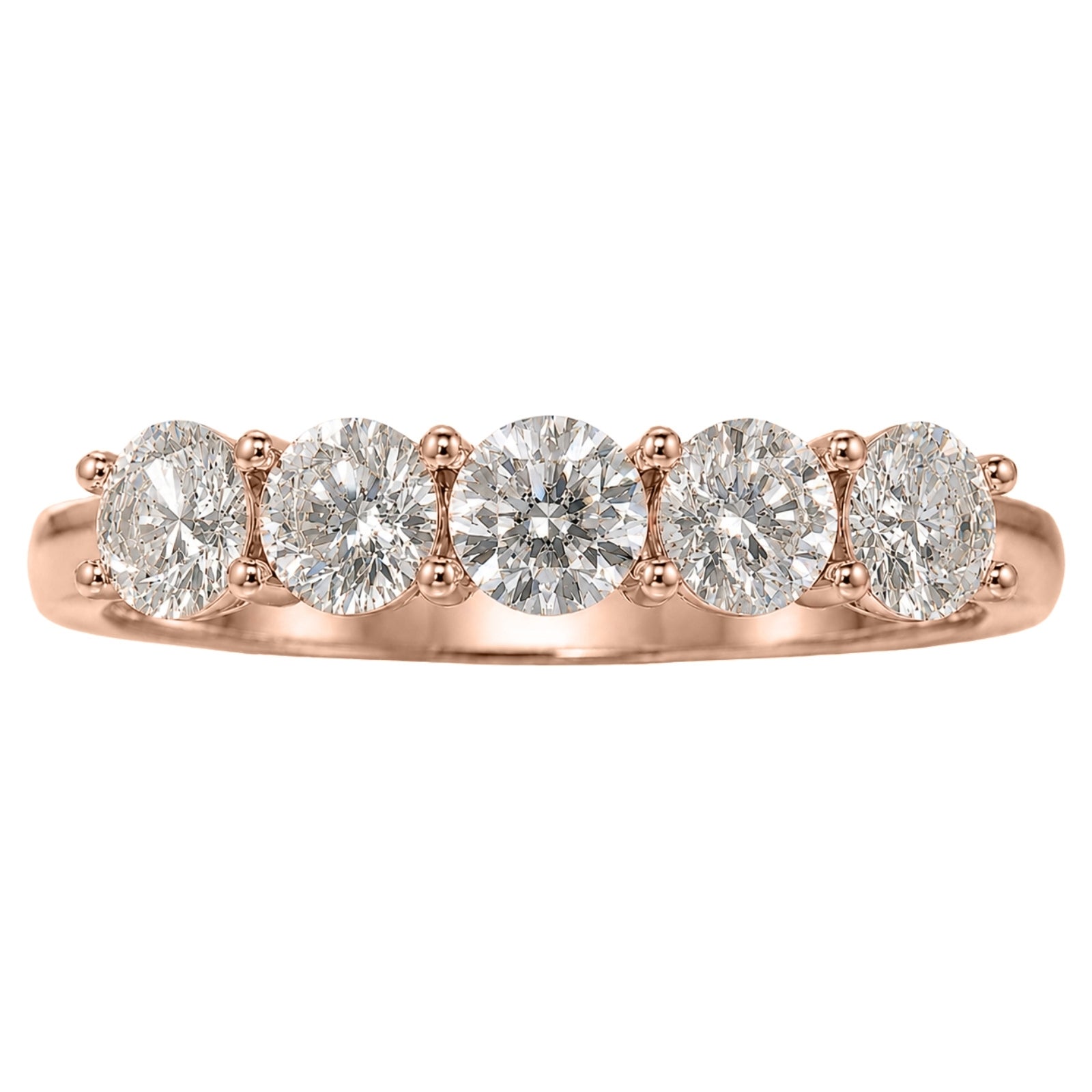 Venturant 1.00-5.00 Carat T.W. Round-cut Lab Grown Diamond (F/VS+) 14K Gold 5 Stone Band Ring