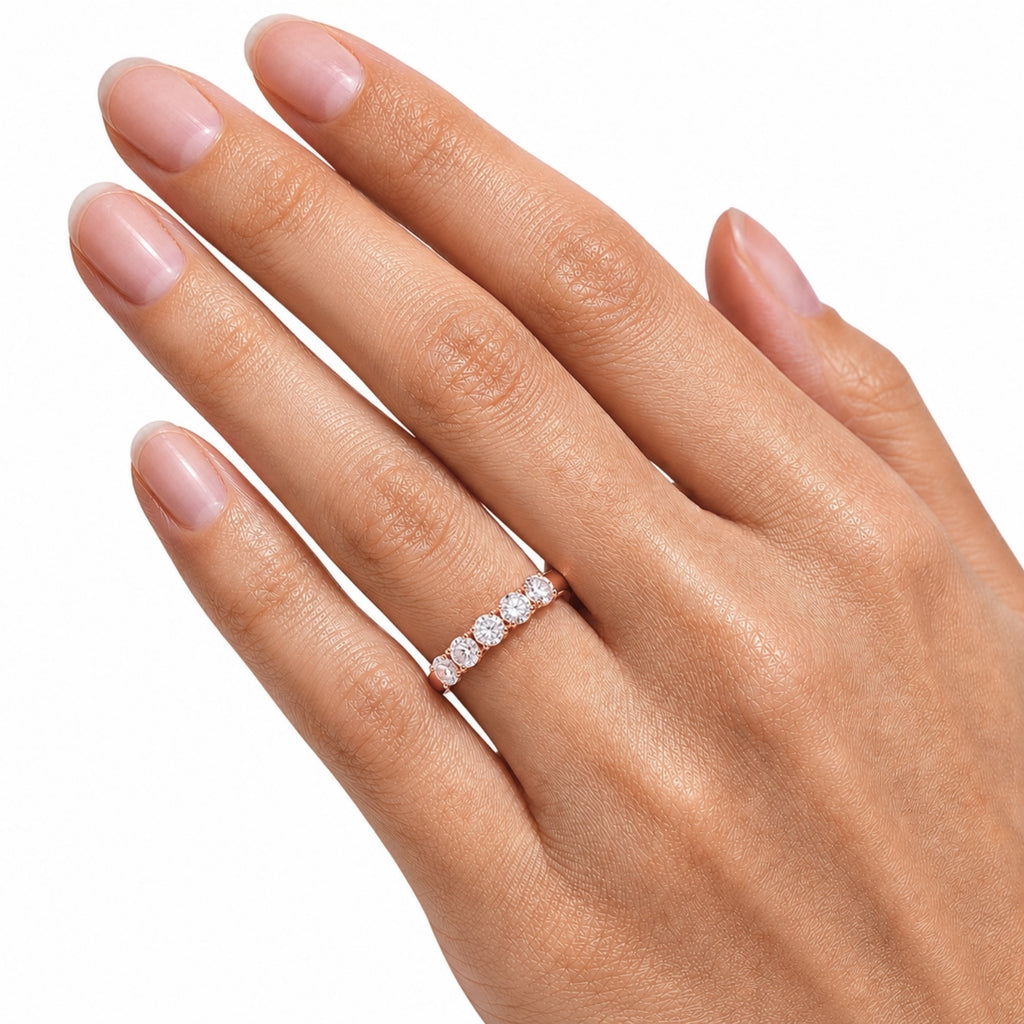 Venturant 1.00-5.00 Carat T.W. Round-cut Lab Grown Diamond (F/VS+) 14K Gold 5 Stone Band Ring