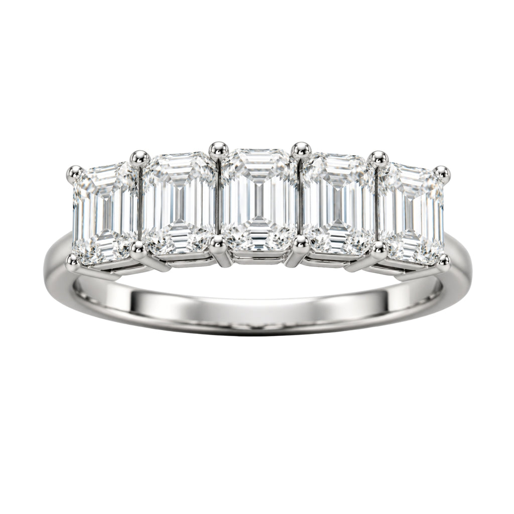 Venturant 2.50-7.00 Carat T.W. Emerald-cut Lab Grown Diamond (F/VS+) 14K Gold 5 Stone Ring