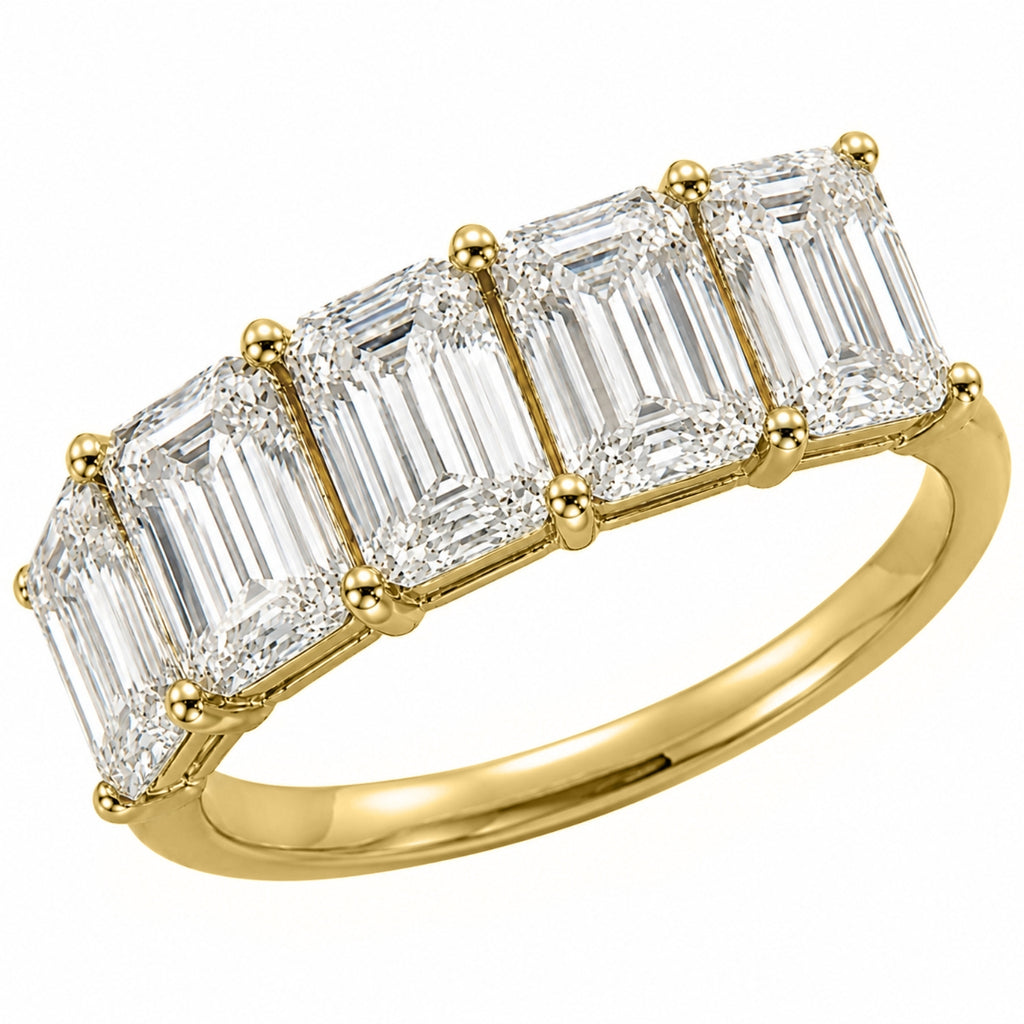 Venturant 2.50-7.00 Carat T.W. Emerald-cut Lab Grown Diamond (F/VS+) 14K Gold 5 Stone Ring