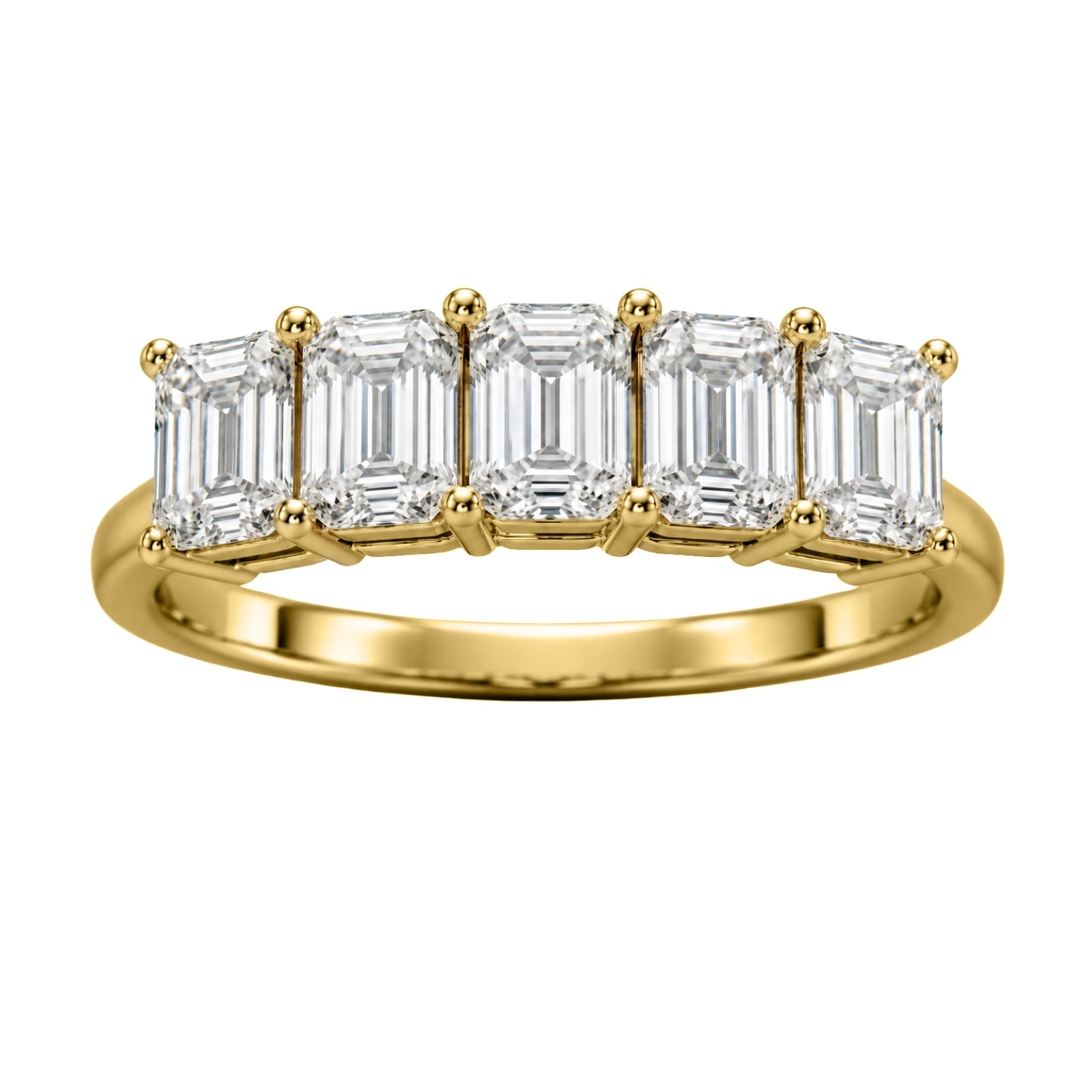 Venturant 2.50-7.00 Carat T.W. Emerald-cut Lab Grown Diamond (F/VS+) 14K Gold 5 Stone Ring