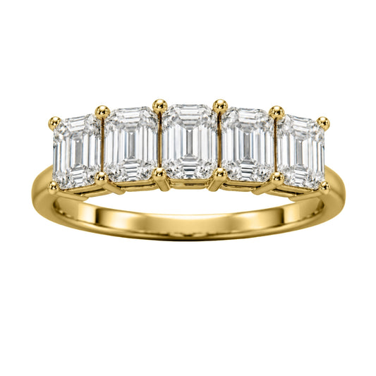 Venturant 2.50-7.00 Carat T.W. Emerald-cut Lab Grown Diamond (F/VS+) 14K Gold 5 Stone Ring