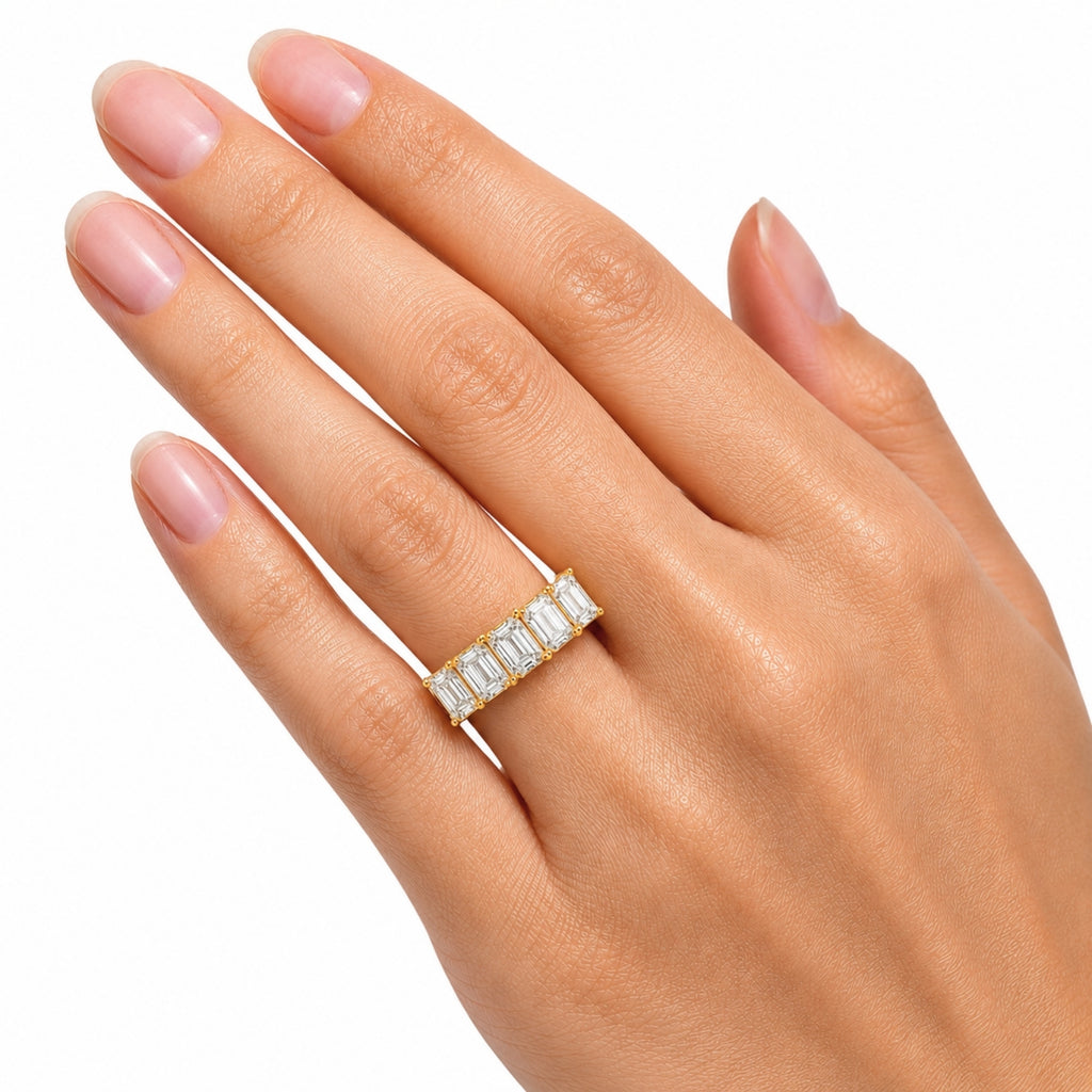 Venturant 2.50-7.00 Carat T.W. Emerald-cut Lab Grown Diamond (F/VS+) 14K Gold 5 Stone Ring