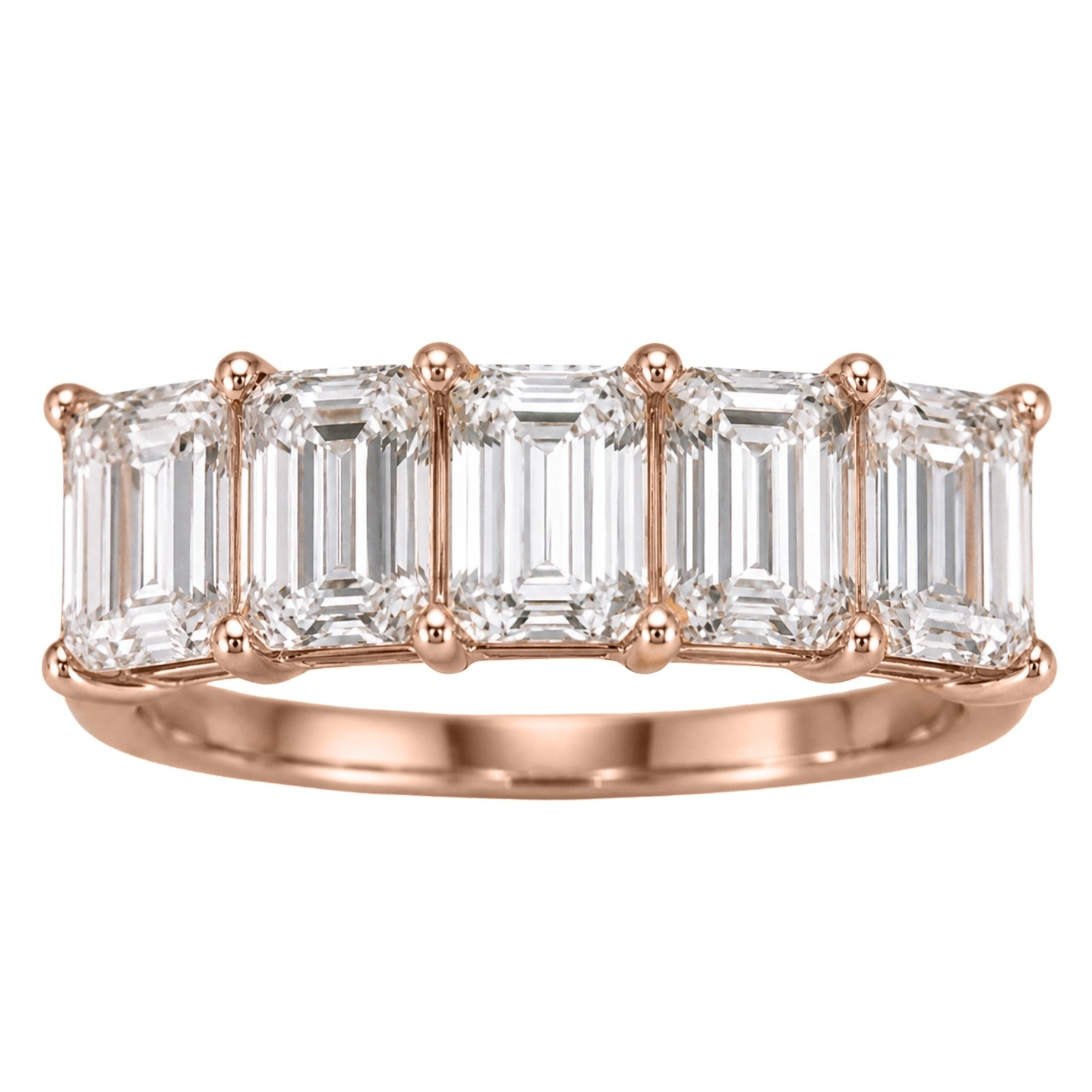 Venturant 2.50-7.00 Carat T.W. Emerald-cut Lab Grown Diamond (F/VS+) 14K Gold 5 Stone Ring