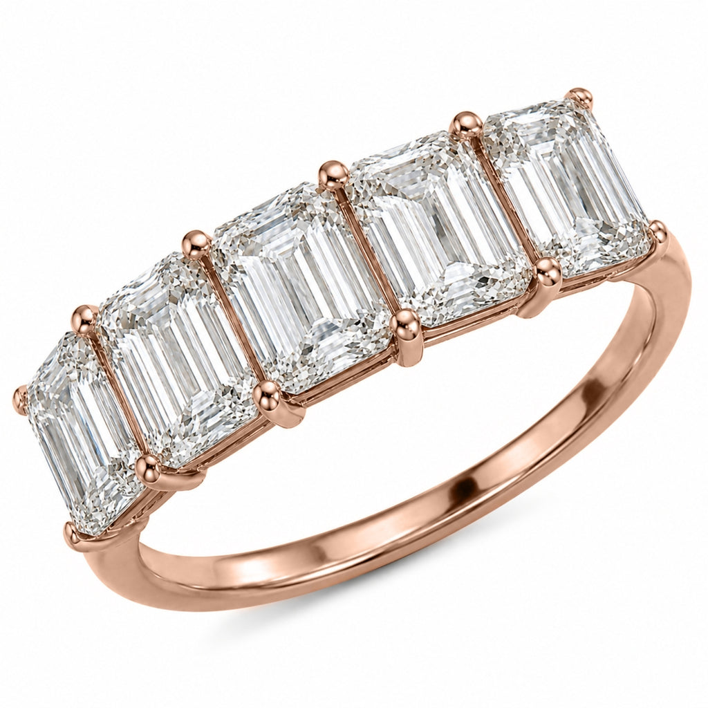Venturant 2.50-7.00 Carat T.W. Emerald-cut Lab Grown Diamond (F/VS+) 14K Gold 5 Stone Ring