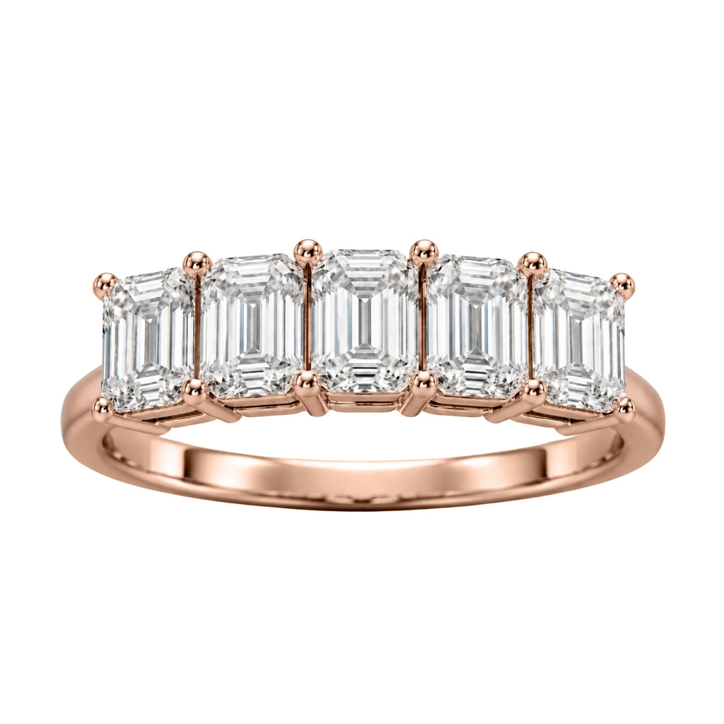 Venturant 2.50-7.00 Carat T.W. Emerald-cut Lab Grown Diamond (F/VS+) 14K Gold 5 Stone Ring