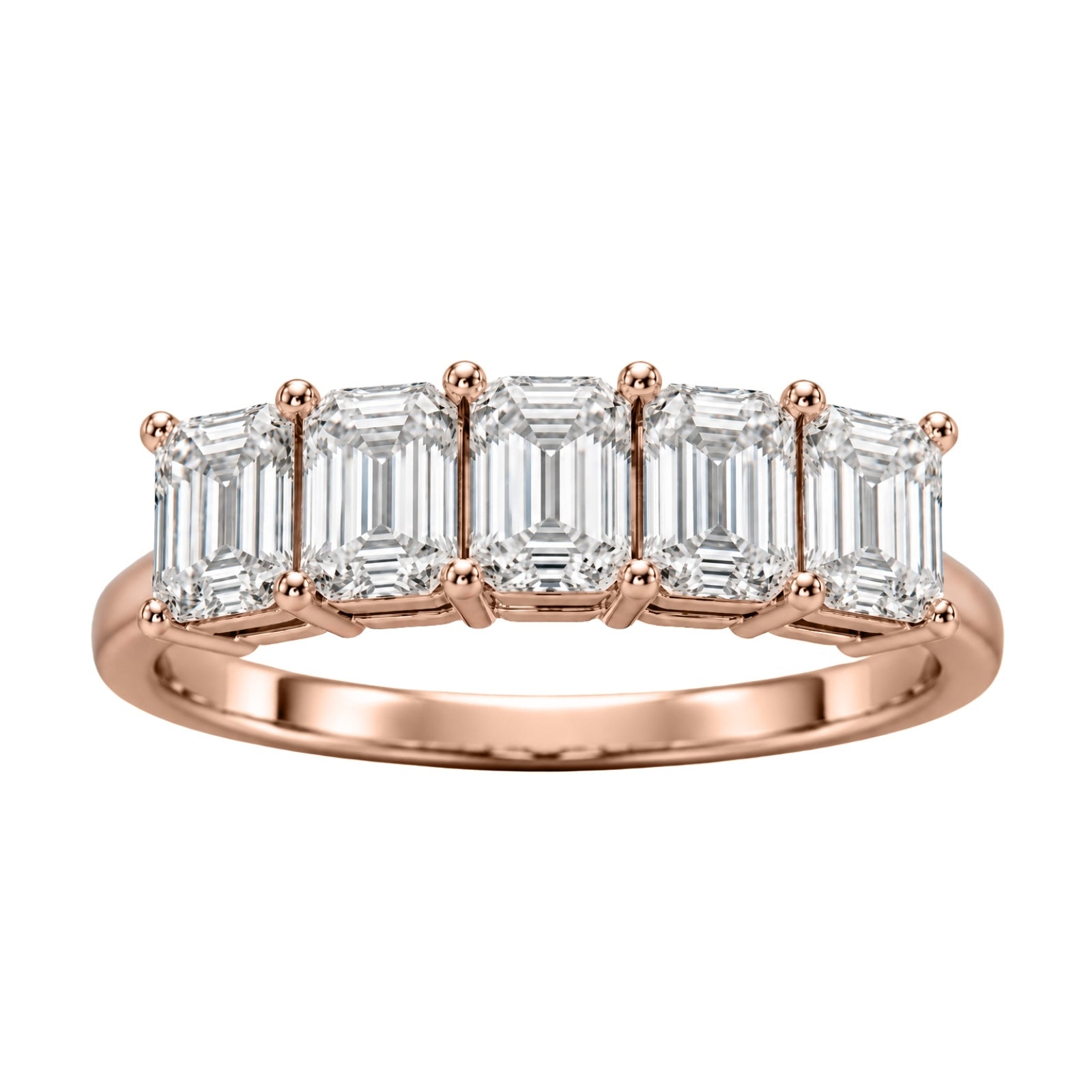 Venturant 2.50-7.00 Carat T.W. Emerald-cut Lab Grown Diamond (F/VS+) 14K Gold 5 Stone Ring