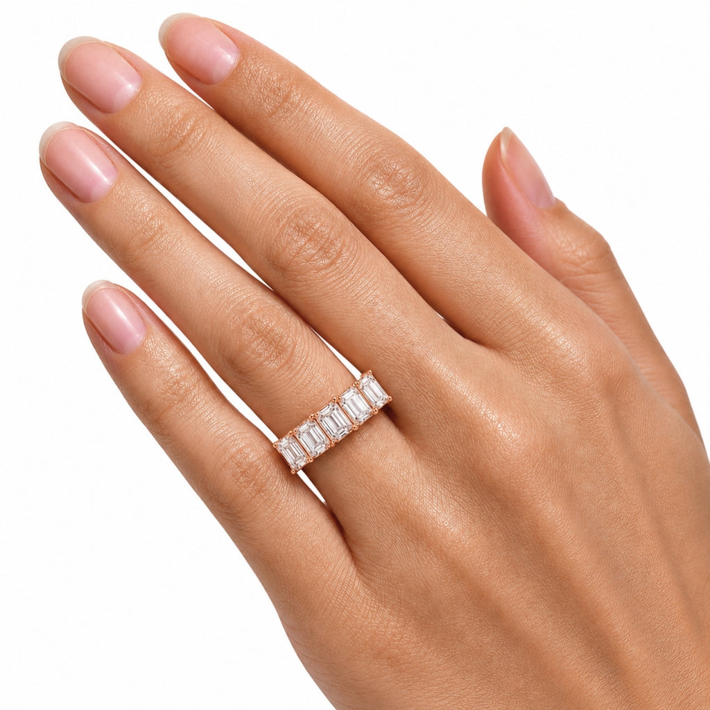 Venturant 2.50-7.00 Carat T.W. Emerald-cut Lab Grown Diamond (F/VS+) 14K Gold 5 Stone Ring