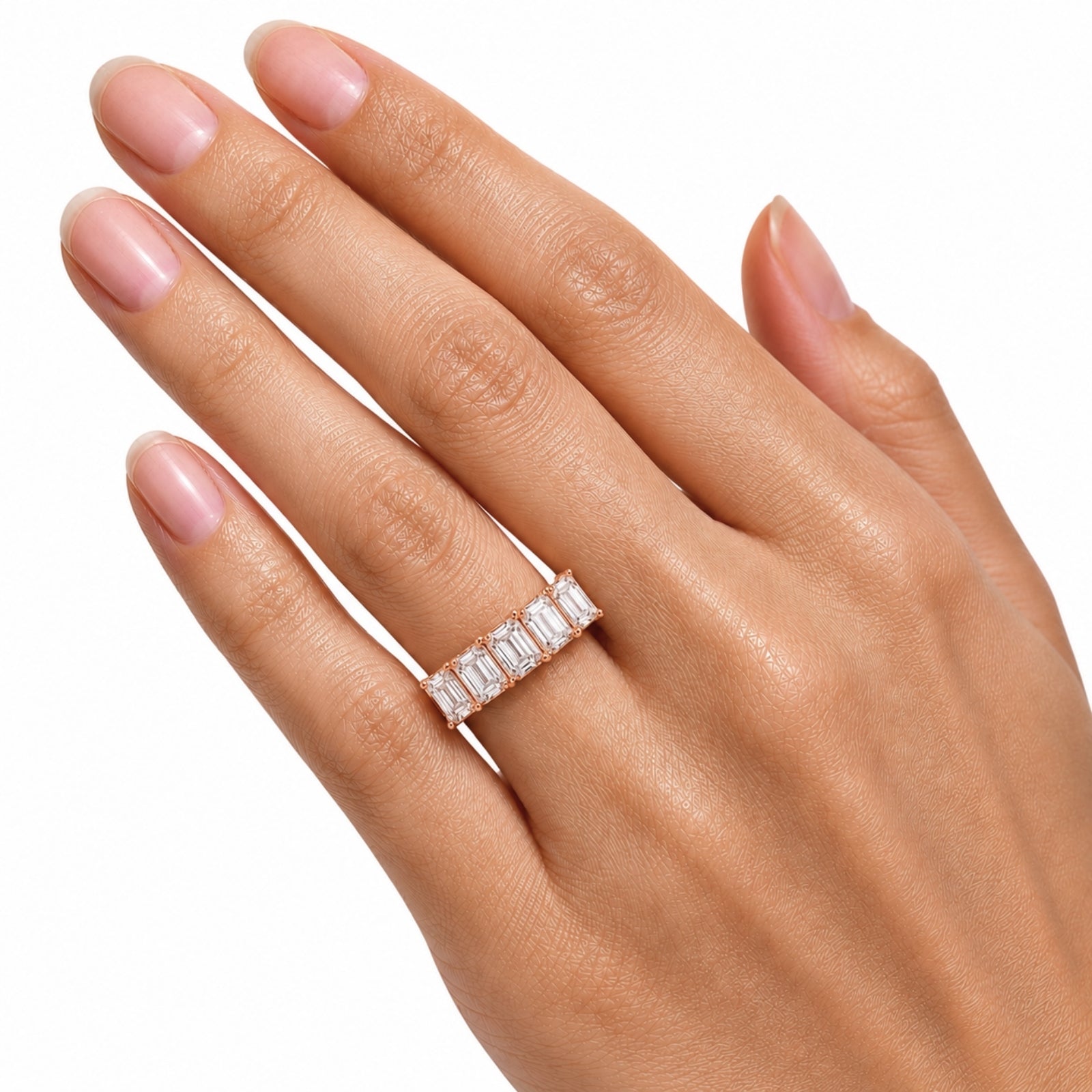Venturant 2.50-7.00 Carat T.W. Emerald-cut Lab Grown Diamond (F/VS+) 14K Gold 5 Stone Ring