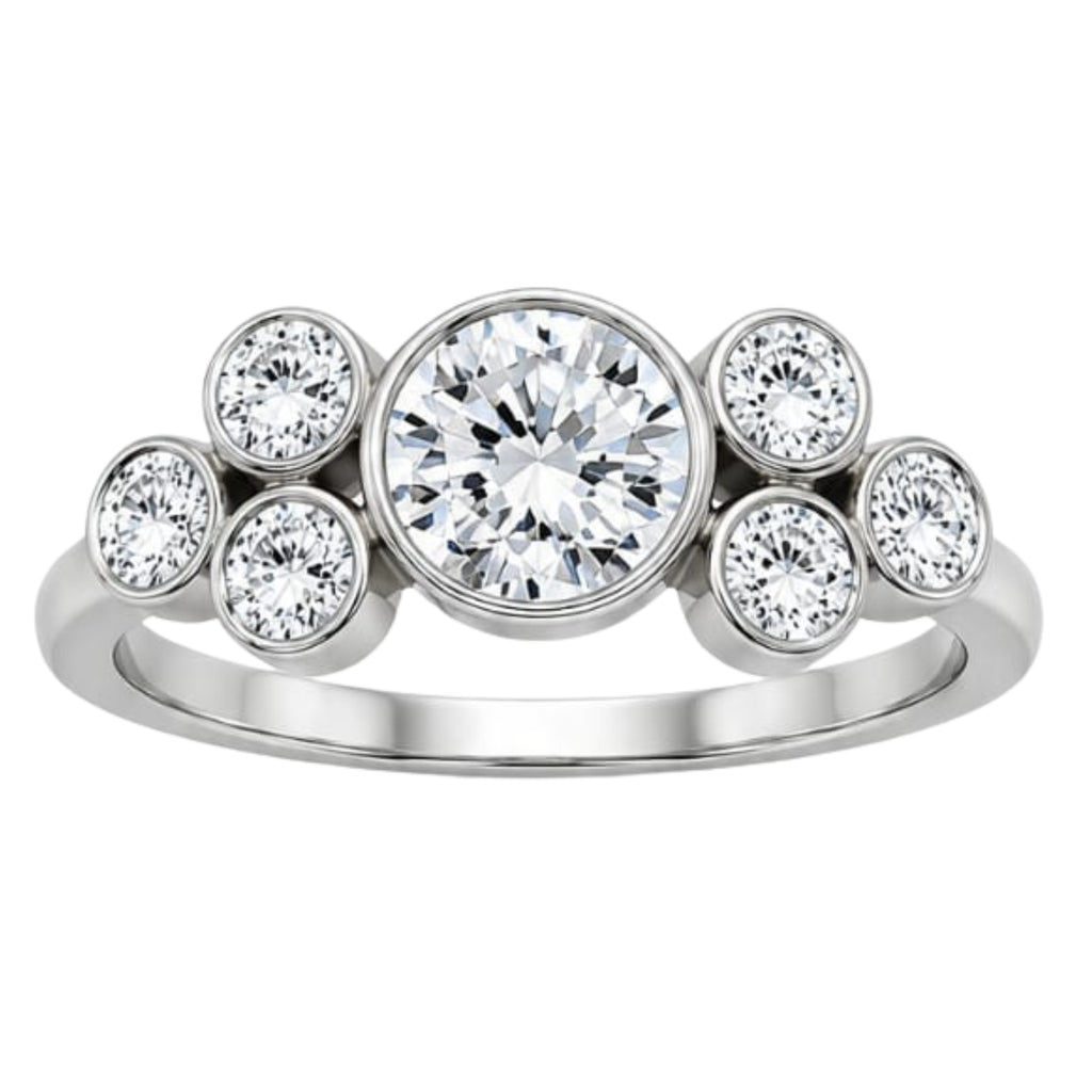 Venturant 2.00 Carat T.W. Round-cut Lab Grown Diamond (F/VS+) 14K Gold Bezel Set 7 Stone Ring