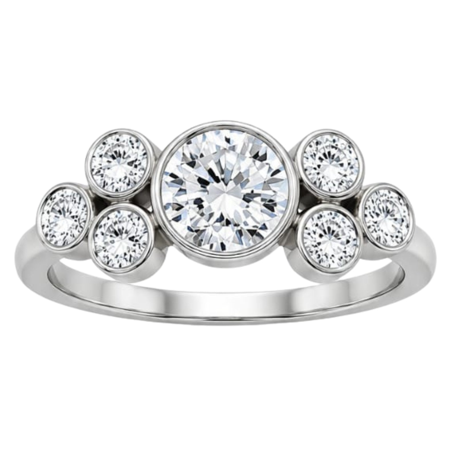 Venturant 2.00 Carat T.W. Round-cut Lab Grown Diamond (F/VS+) 14K Gold Bezel Set 7 Stone Ring