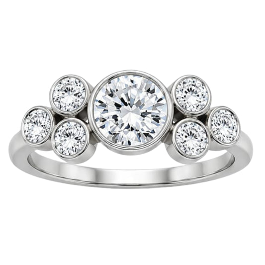 Venturant 2.00 Carat T.W. Round-cut Lab Grown Diamond (F/VS+) 14K Gold Bezel Set 7 Stone Ring