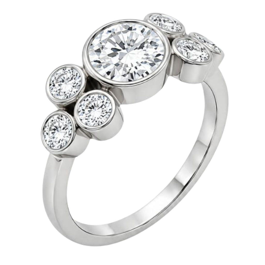 Venturant 2.00 Carat T.W. Round-cut Lab Grown Diamond (F/VS+) 14K Gold Bezel Set 7 Stone Ring