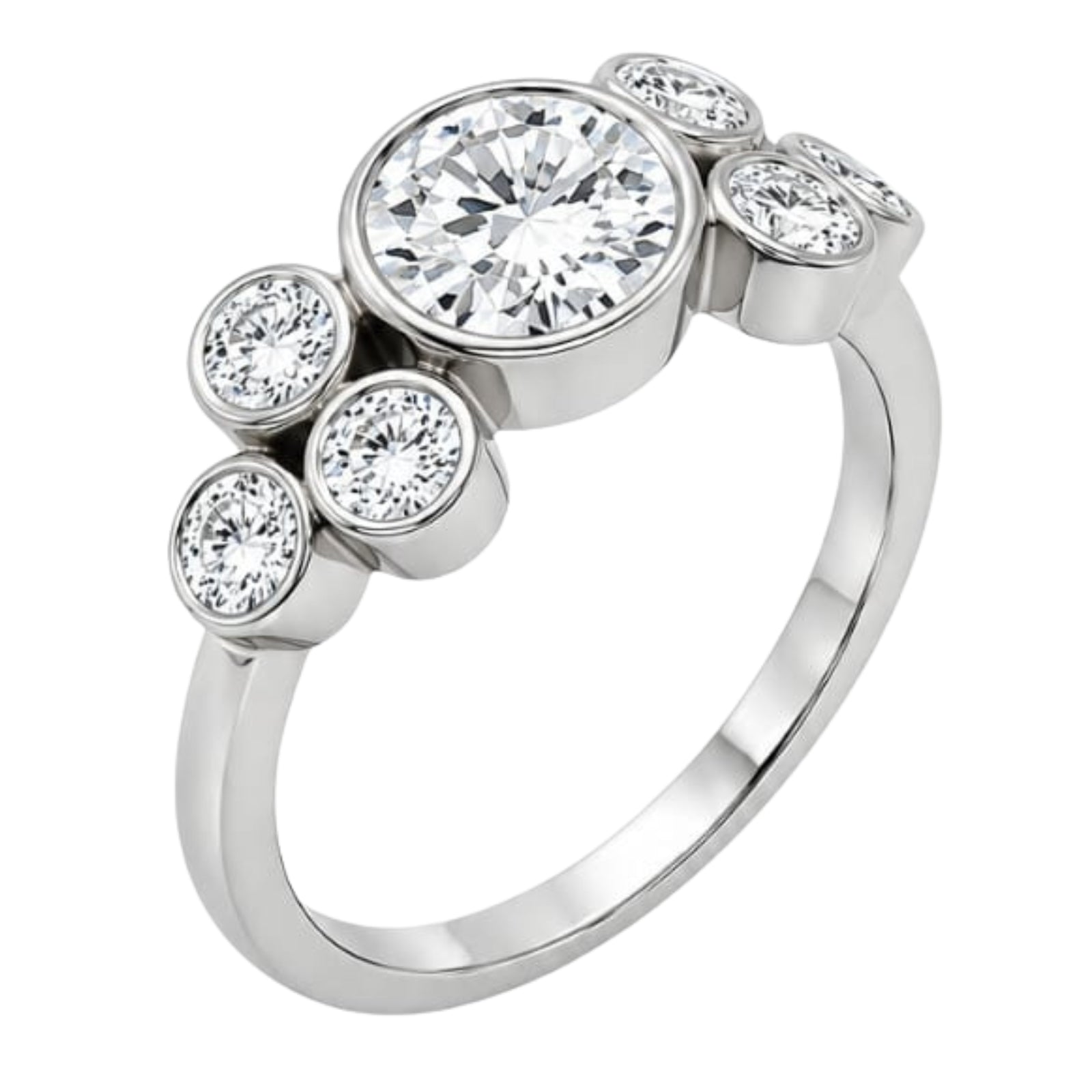Venturant 2.00 Carat T.W. Round-cut Lab Grown Diamond (F/VS+) 14K Gold Bezel Set 7 Stone Ring
