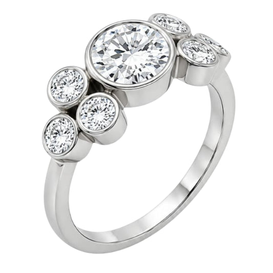 Venturant 2.00 Carat T.W. Round-cut Lab Grown Diamond (F/VS+) 14K Gold Bezel Set 7 Stone Ring