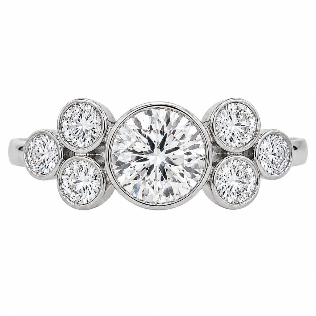 Venturant 2.00 Carat T.W. Round-cut Lab Grown Diamond (F/VS+) 14K Gold Bezel Set 7 Stone Ring