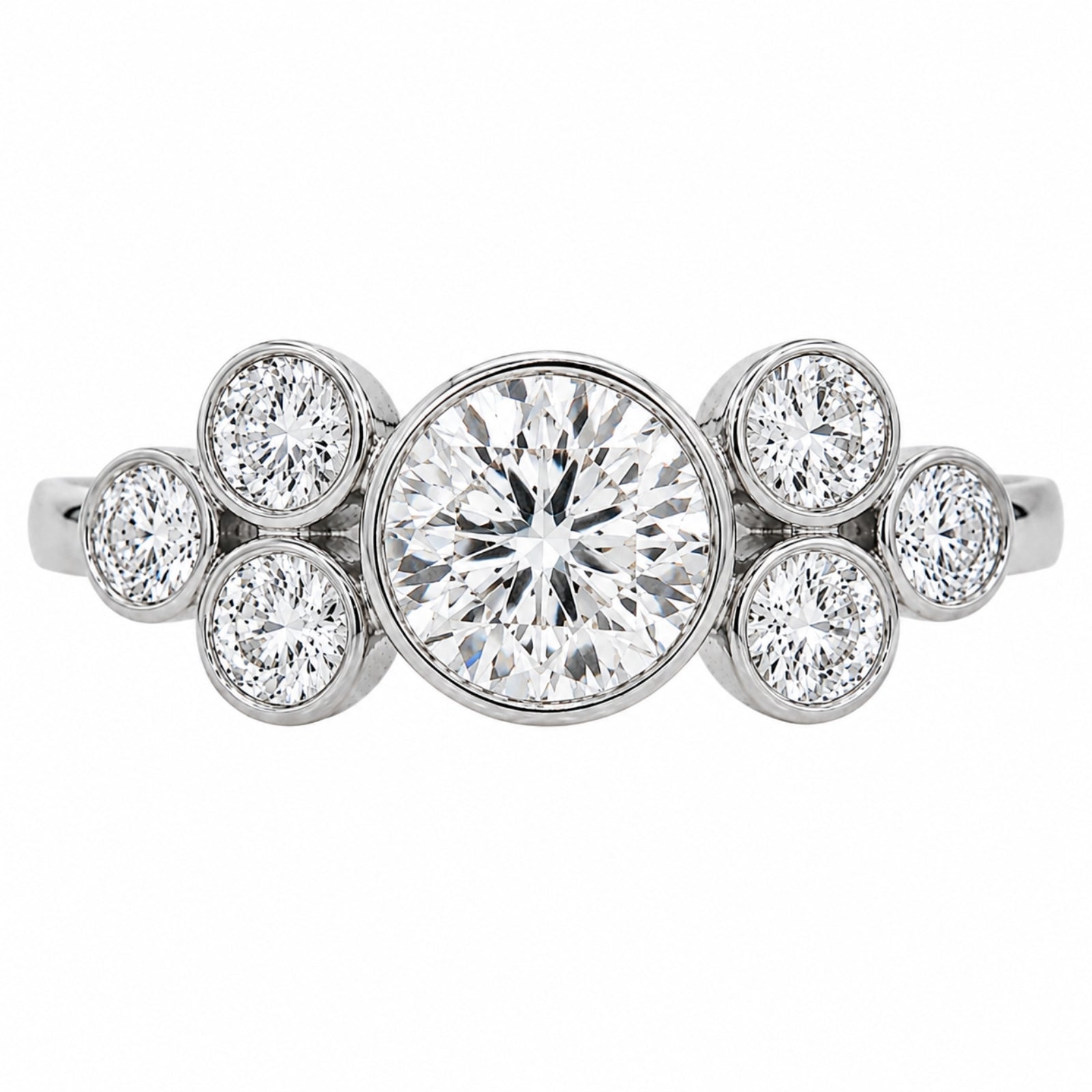 Venturant 2.00 Carat T.W. Round-cut Lab Grown Diamond (F/VS+) 14K Gold Bezel Set 7 Stone Ring