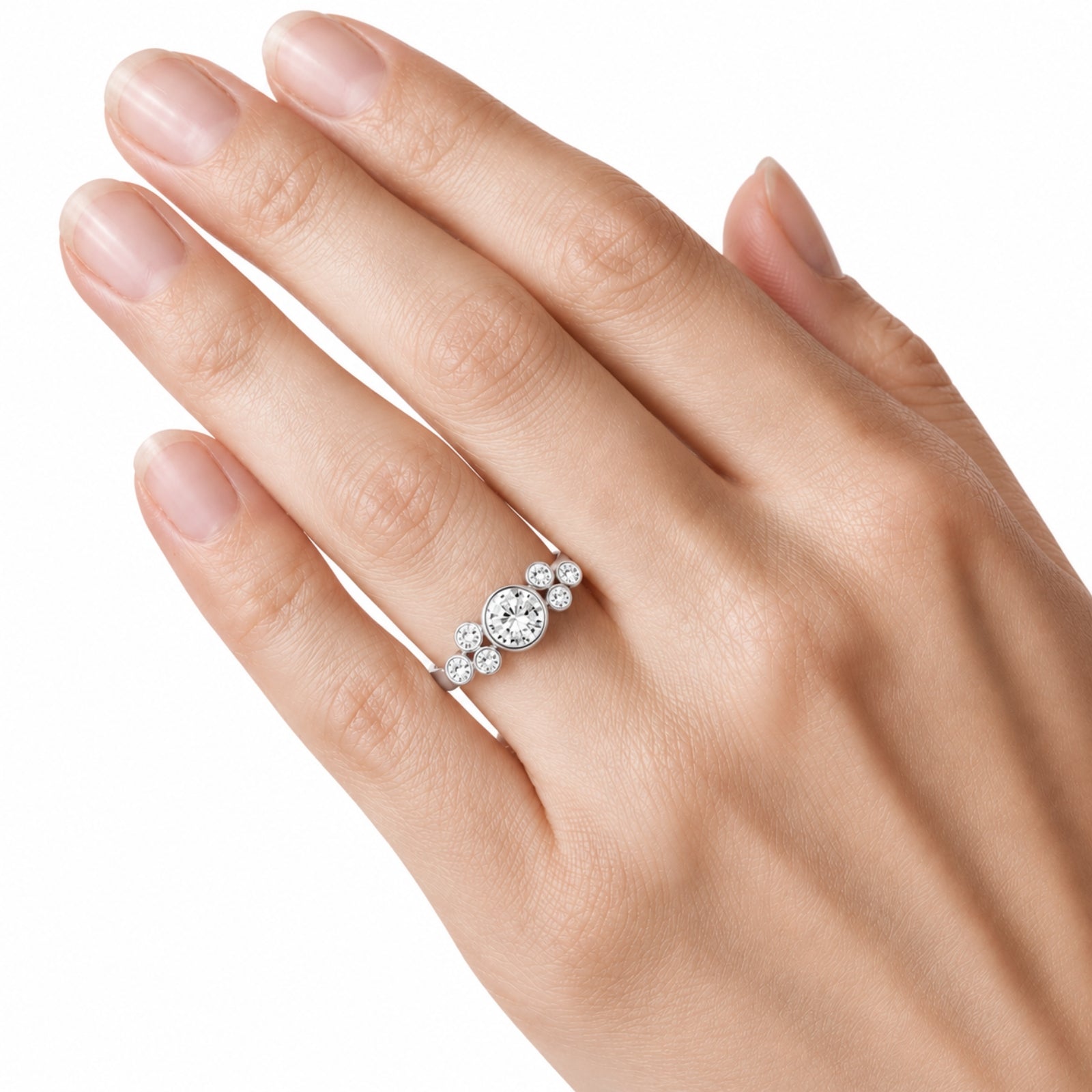 Venturant 2.00 Carat T.W. Round-cut Lab Grown Diamond (F/VS+) 14K Gold Bezel Set 7 Stone Ring