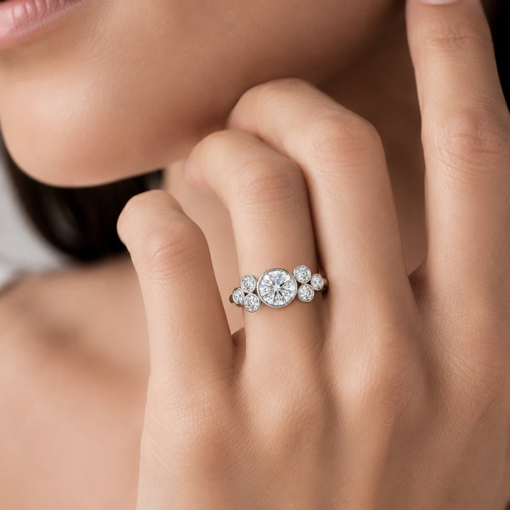 Venturant 2.00 Carat T.W. Round-cut Lab Grown Diamond (F/VS+) 14K Gold Bezel Set 7 Stone Ring