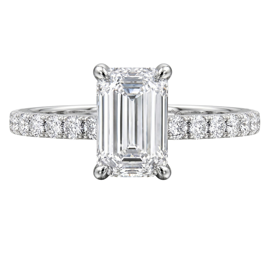 Venturant 1.50-4.50 Carat T.W. Emerald and Round-cut Lab Grown Diamond (F/VS+) 14K Gold Solitaire Band Ring