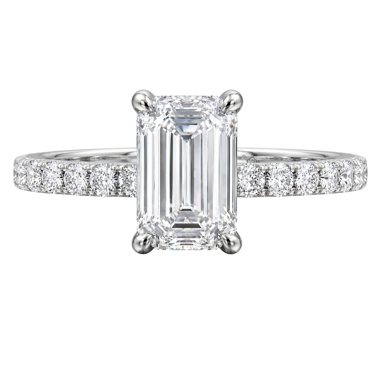 Venturant 1.50-4.50 Carat T.W. Emerald and Round-cut Lab Grown Diamond (F/VS+) 14K Gold Solitaire Band Ring