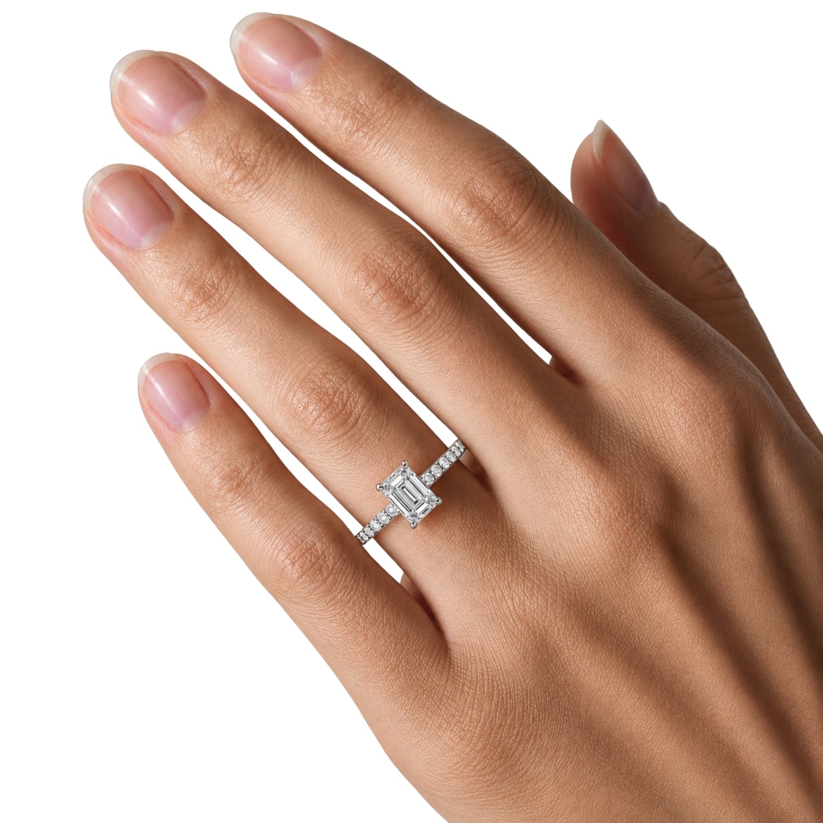 Venturant 1.50-4.50 Carat T.W. Emerald and Round-cut Lab Grown Diamond (F/VS+) 14K Gold Solitaire Band Ring