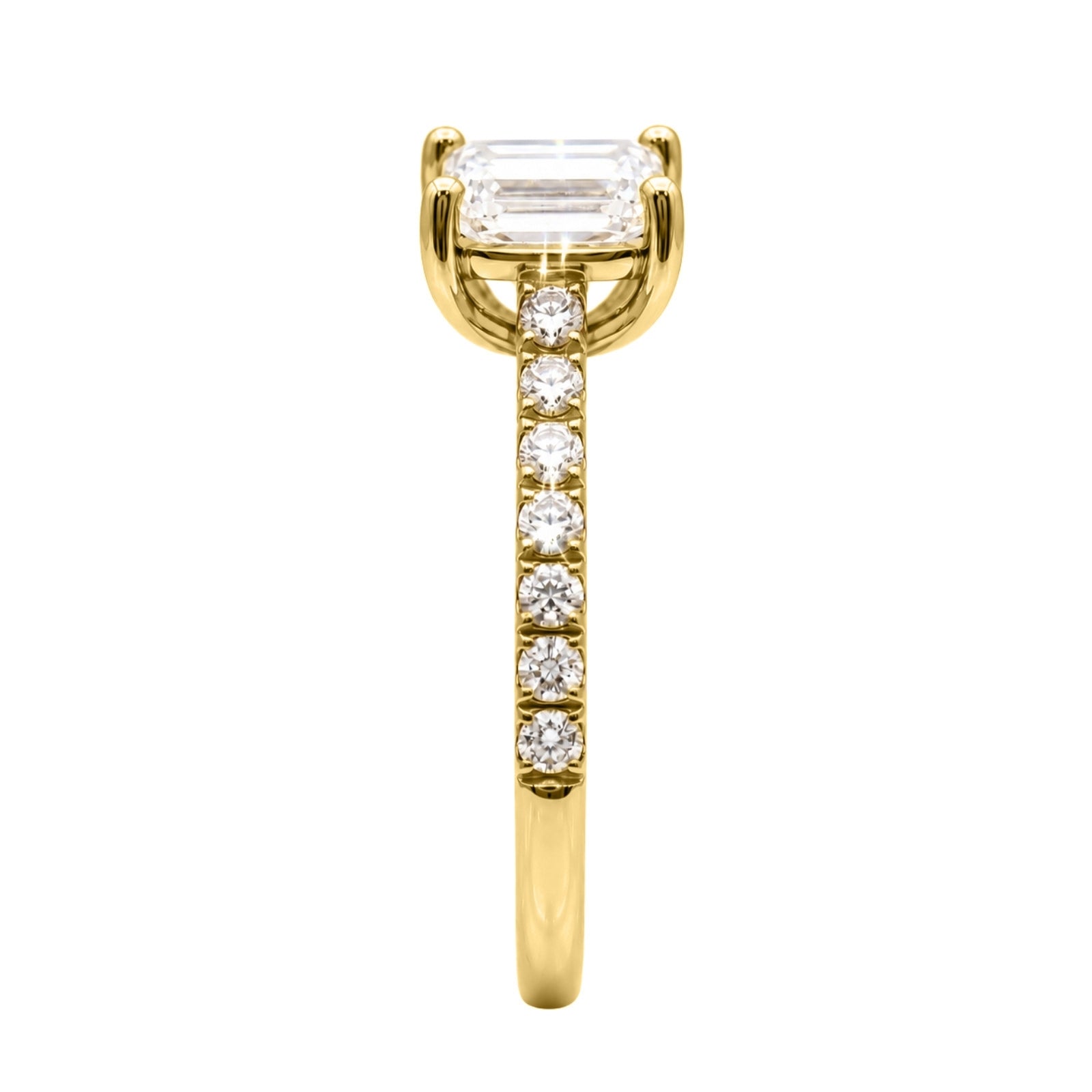 Venturant 1.50-4.50 Carat T.W. Emerald and Round-cut Lab Grown Diamond (F/VS+) 14K Gold Solitaire Band Ring