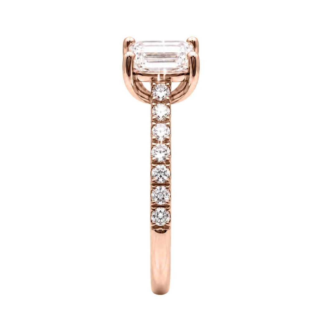 Venturant 1.50-4.50 Carat T.W. Emerald and Round-cut Lab Grown Diamond (F/VS+) 14K Gold Solitaire Band Ring