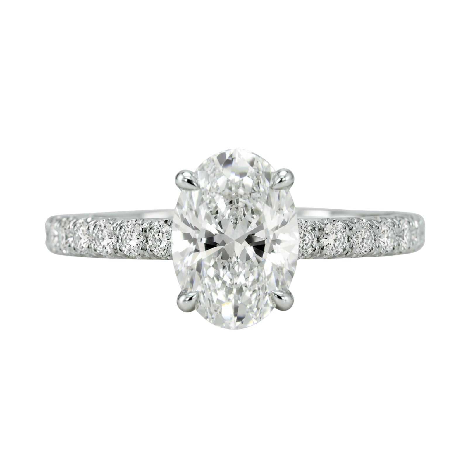 Venturant 1.50-4.50 Carat T.W. Oval and Round-cut Lab Grown Diamond (F/VS+) 14K Gold Solitaire Band Ring