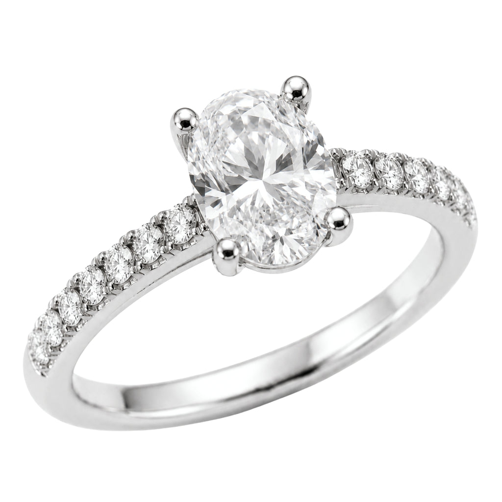 Venturant 1.50-4.50 Carat T.W. Oval and Round-cut Lab Grown Diamond (F/VS+) 14K Gold Solitaire Band Ring