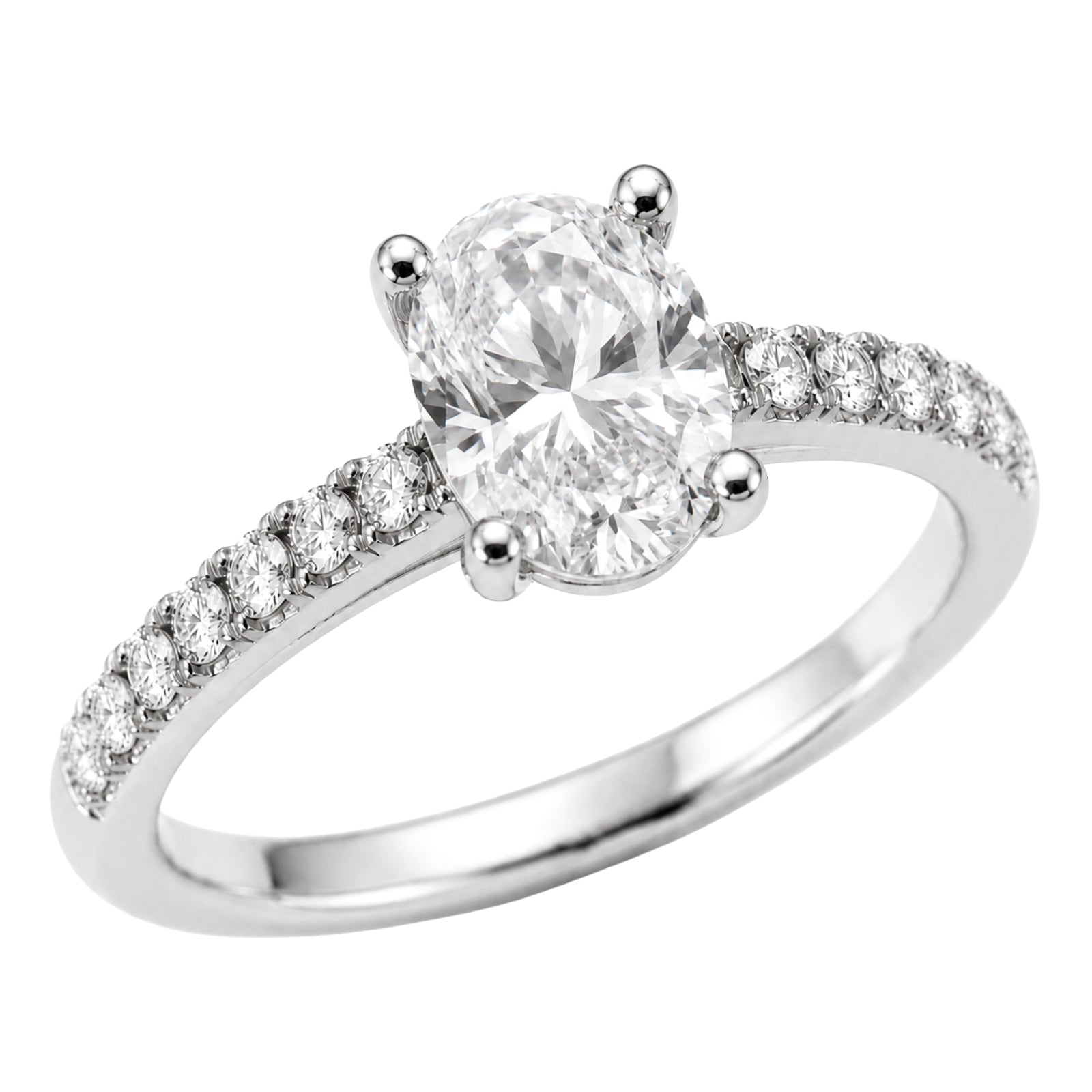 Venturant 1.50-4.50 Carat T.W. Oval and Round-cut Lab Grown Diamond (F/VS+) 14K Gold Solitaire Band Ring