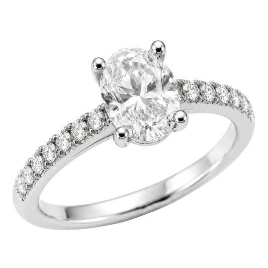 Venturant 1.50-4.50 Carat T.W. Oval and Round-cut Lab Grown Diamond (F/VS+) 14K Gold Solitaire Band Ring