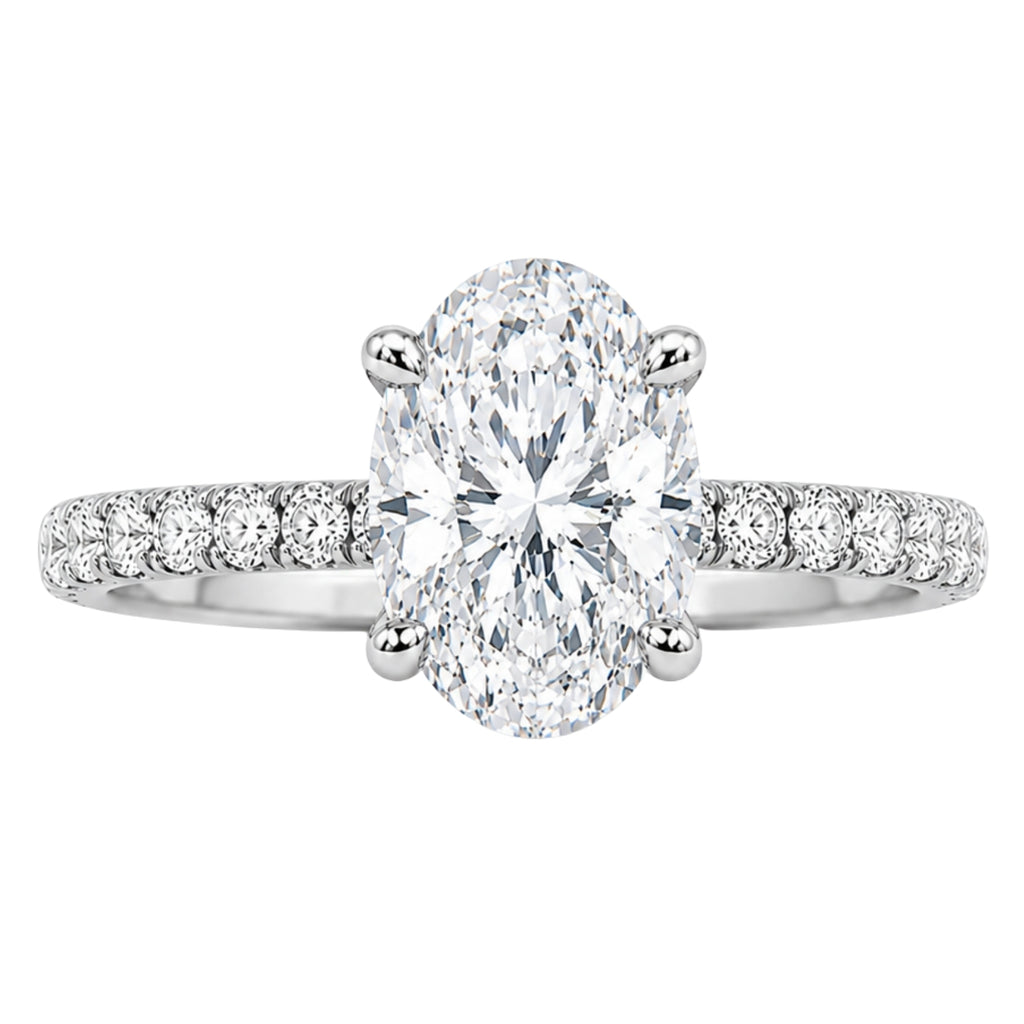 Venturant 1.50-4.50 Carat T.W. Oval and Round-cut Lab Grown Diamond (F/VS+) 14K Gold Solitaire Band Ring