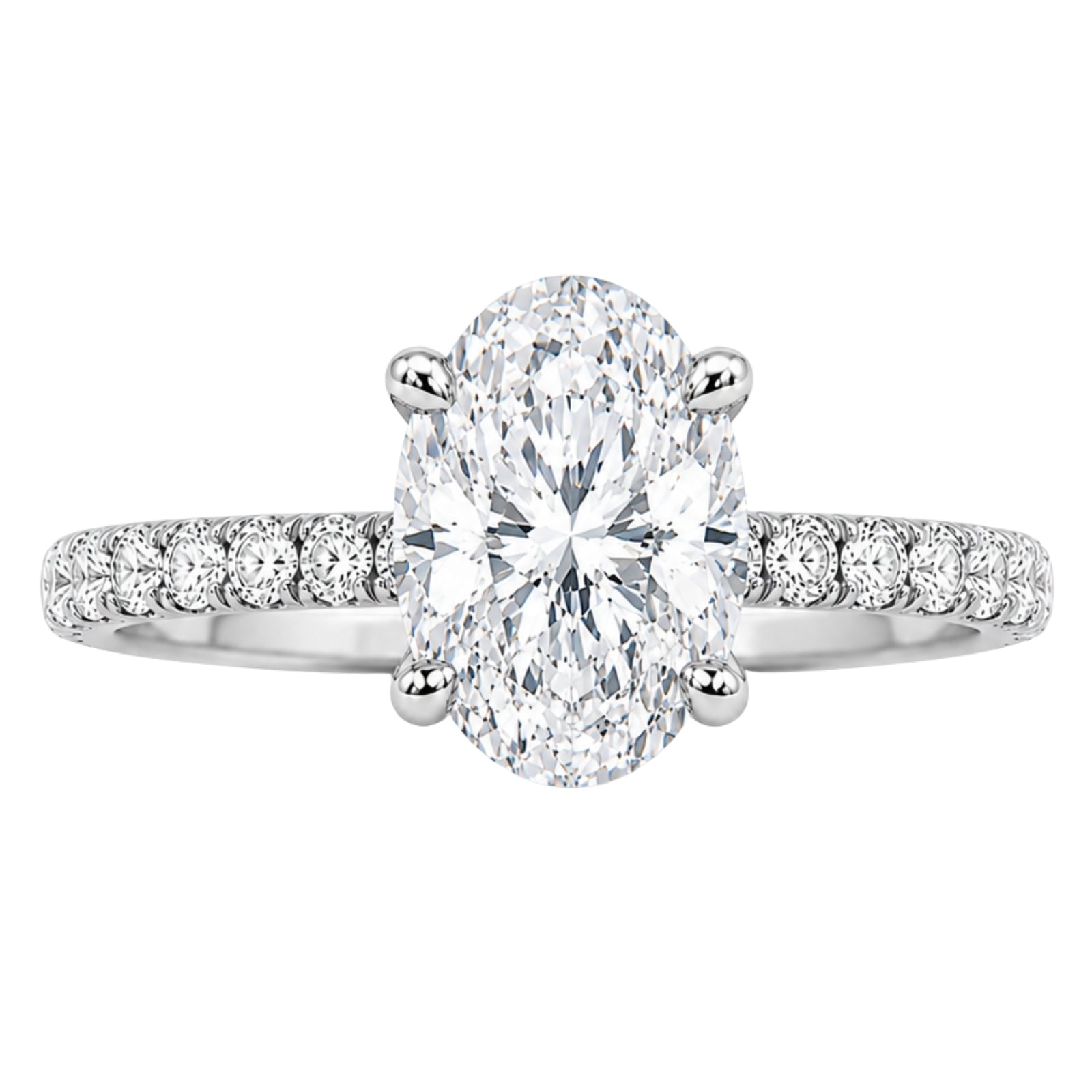 Venturant 1.50-4.50 Carat T.W. Oval and Round-cut Lab Grown Diamond (F/VS+) 14K Gold Solitaire Band Ring
