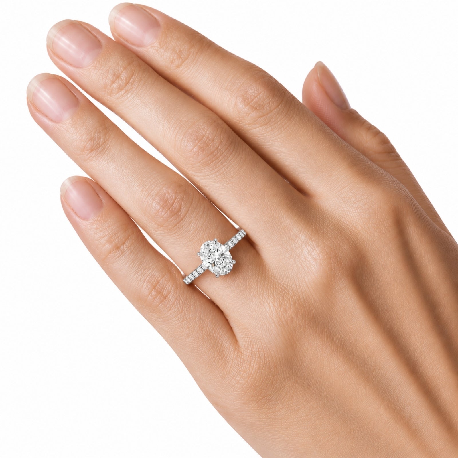 Venturant 1.50-4.50 Carat T.W. Oval and Round-cut Lab Grown Diamond (F/VS+) 14K Gold Solitaire Band Ring