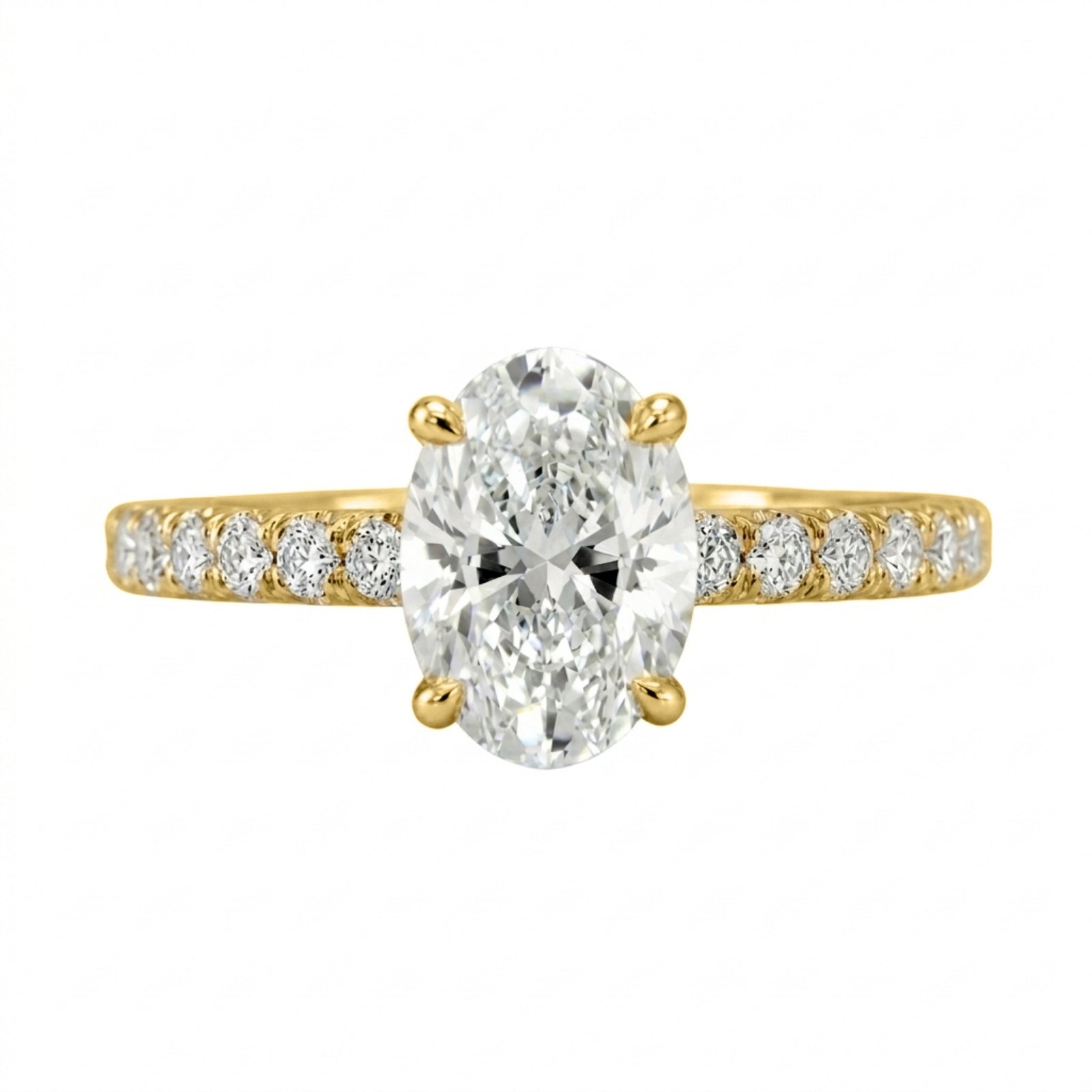 Venturant 1.50-4.50 Carat T.W. Oval and Round-cut Lab Grown Diamond (F/VS+) 14K Gold Solitaire Band Ring