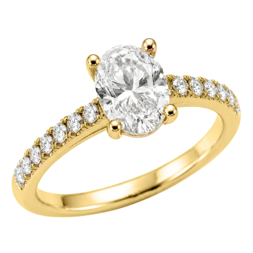 Venturant 1.50-4.50 Carat T.W. Oval and Round-cut Lab Grown Diamond (F/VS+) 14K Gold Solitaire Band Ring