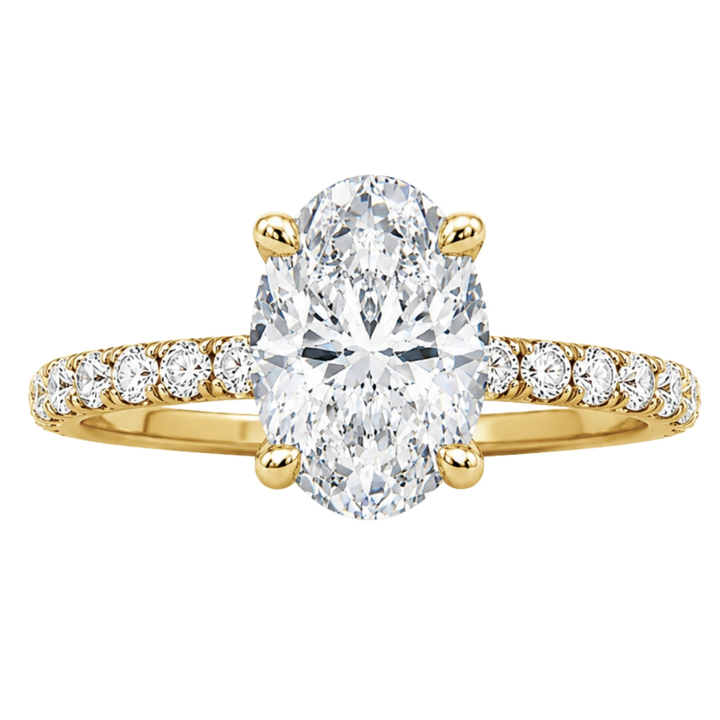 Venturant 1.50-4.50 Carat T.W. Oval and Round-cut Lab Grown Diamond (F/VS+) 14K Gold Solitaire Band Ring