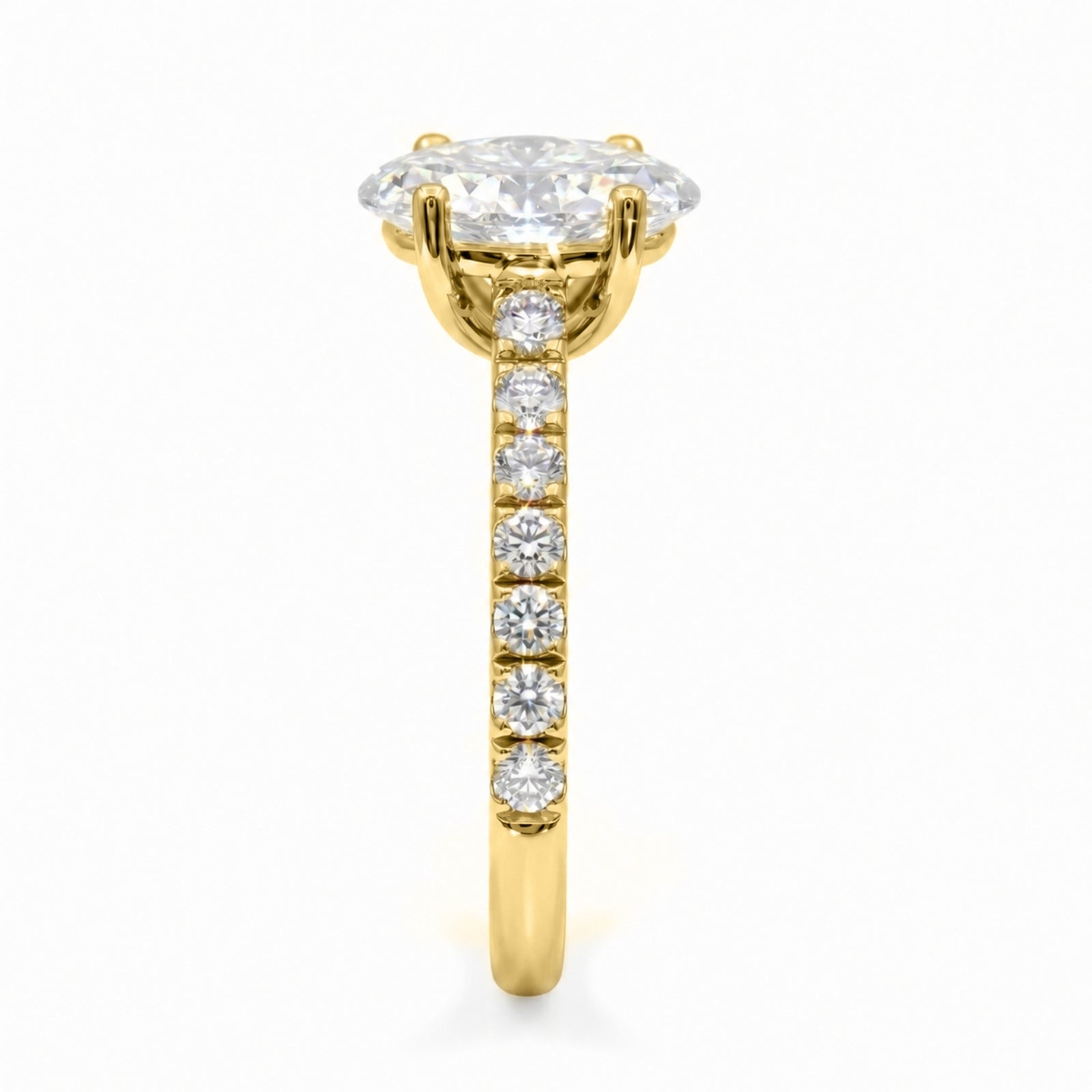 Venturant 1.50-4.50 Carat T.W. Oval and Round-cut Lab Grown Diamond (F/VS+) 14K Gold Solitaire Band Ring