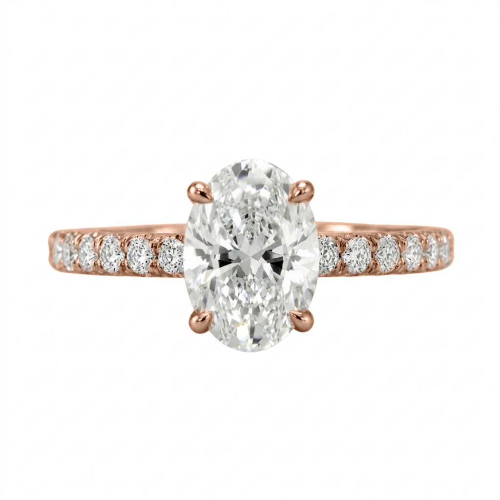 Venturant 1.50-4.50 Carat T.W. Oval and Round-cut Lab Grown Diamond (F/VS+) 14K Gold Solitaire Band Ring