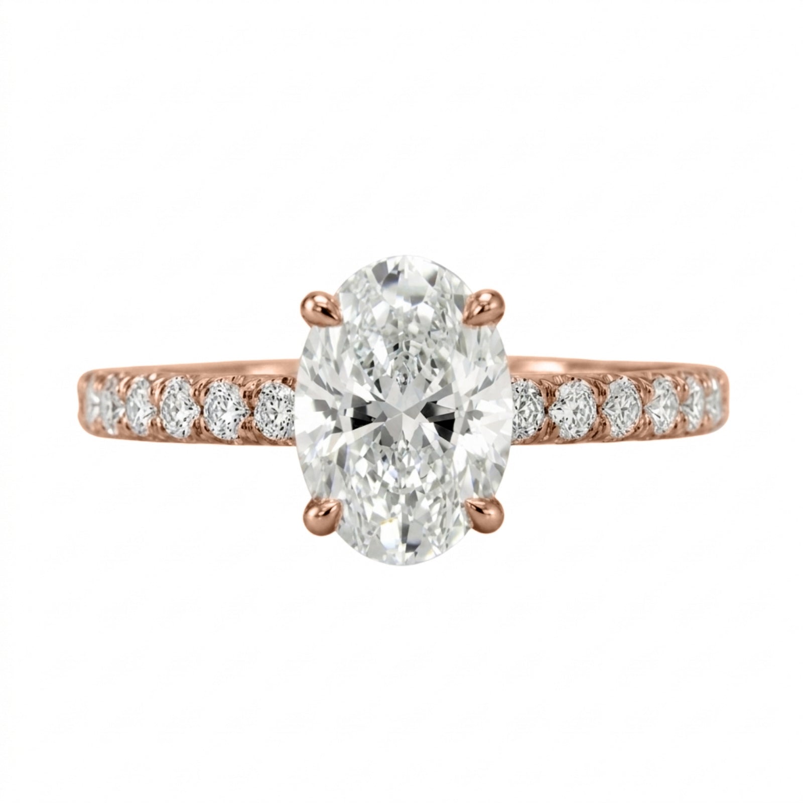 Venturant 1.50-4.50 Carat T.W. Oval and Round-cut Lab Grown Diamond (F/VS+) 14K Gold Solitaire Band Ring