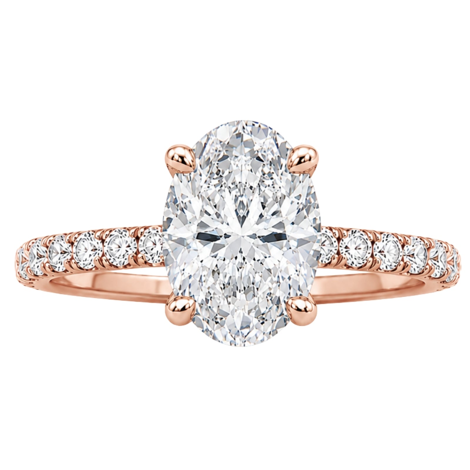 Venturant 1.50-4.50 Carat T.W. Oval and Round-cut Lab Grown Diamond (F/VS+) 14K Gold Solitaire Band Ring