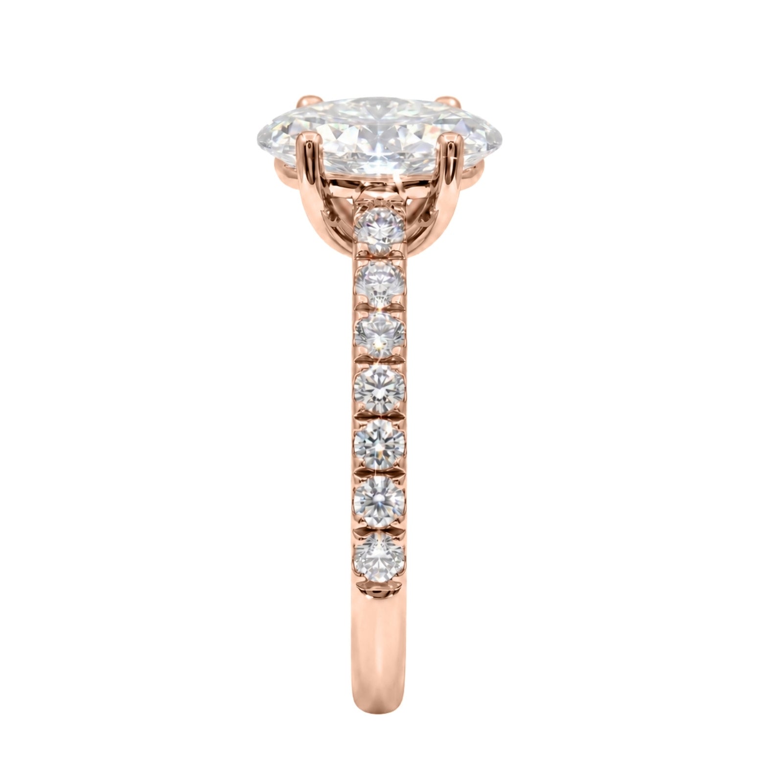 Venturant 1.50-4.50 Carat T.W. Oval and Round-cut Lab Grown Diamond (F/VS+) 14K Gold Solitaire Band Ring